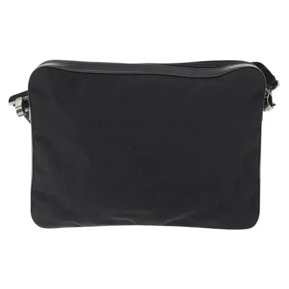 GUCCI Shoulder Bag Nylon Leather Black Auth